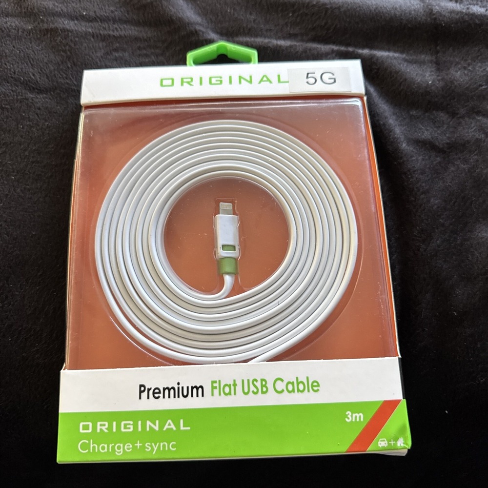 Original Premium Flat USB cable 3 Meters/9' Charge And Sync‎